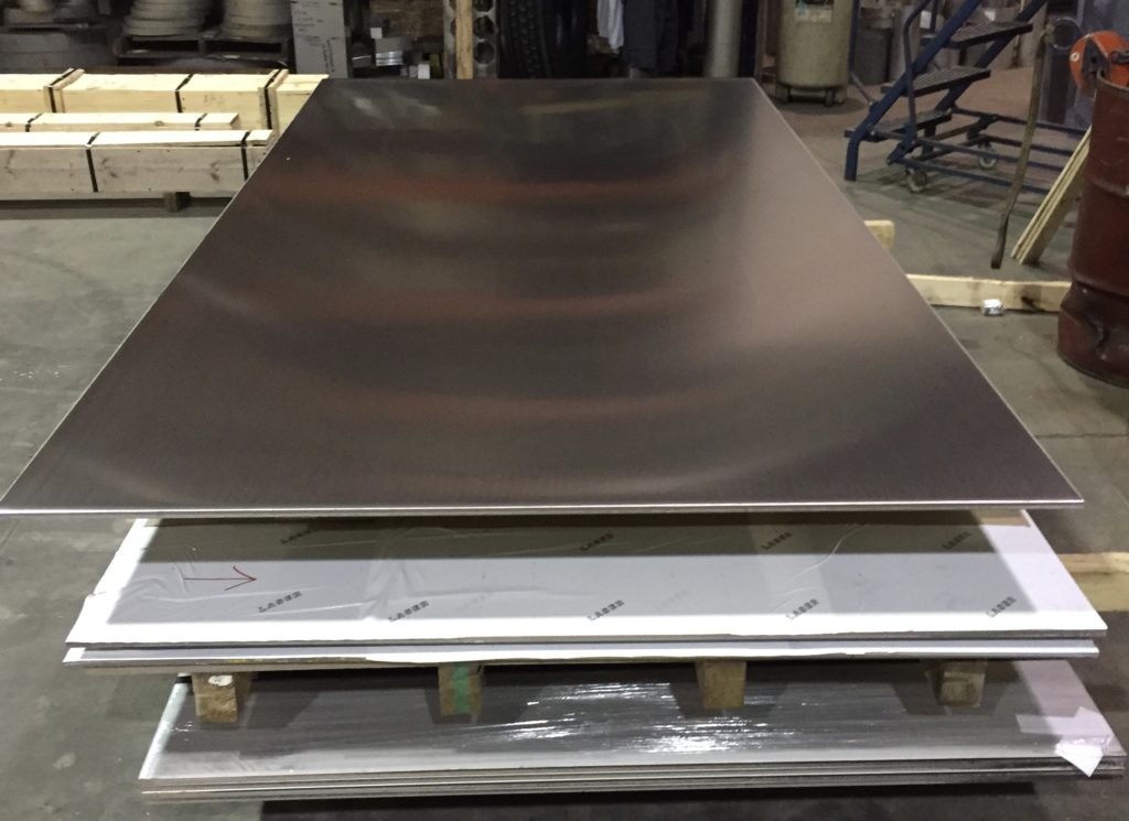 Finished stainless plate stacked for shipment