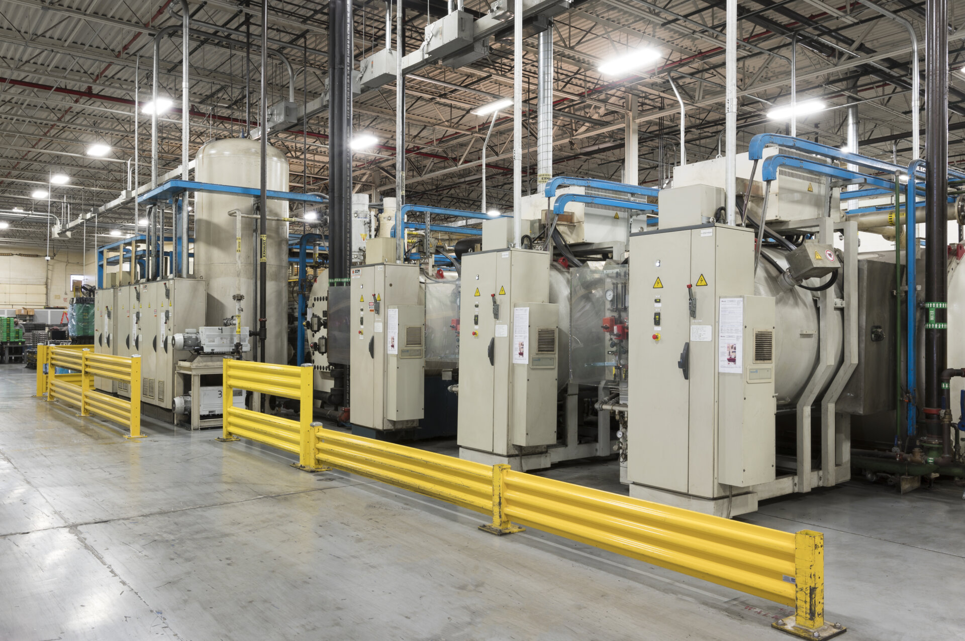 Heat-treatment furnace line used for precision thermal processing.