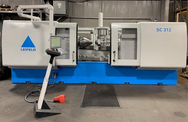 Leico CNC spinning lathe representing the company’s metal-spinning capabilities; the accompanying source text identifies it as a 2022 addition to the metal spinning department.