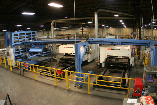 Dual MAZAK lasers with automation for sheet metal cutting