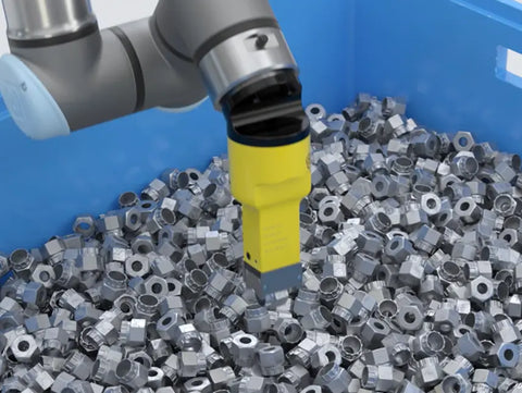 EOAT bin-picking solution article image showing the marketed robotic end-of-arm tooling use case.