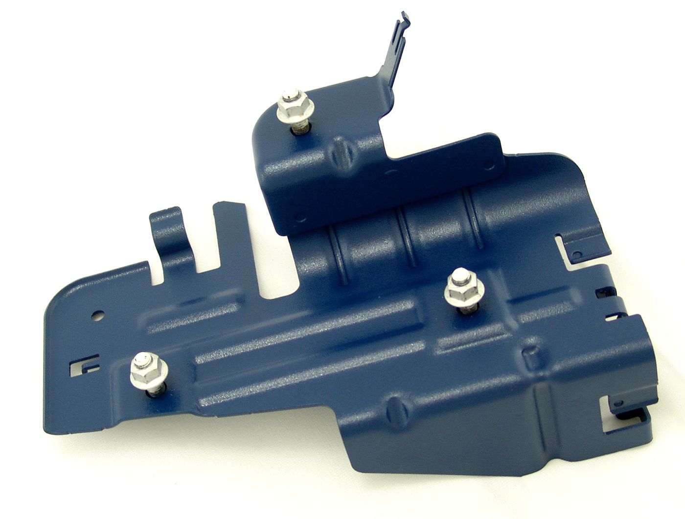 Automotive steel bracket assembly showing sheet metal fabrication and welding work.