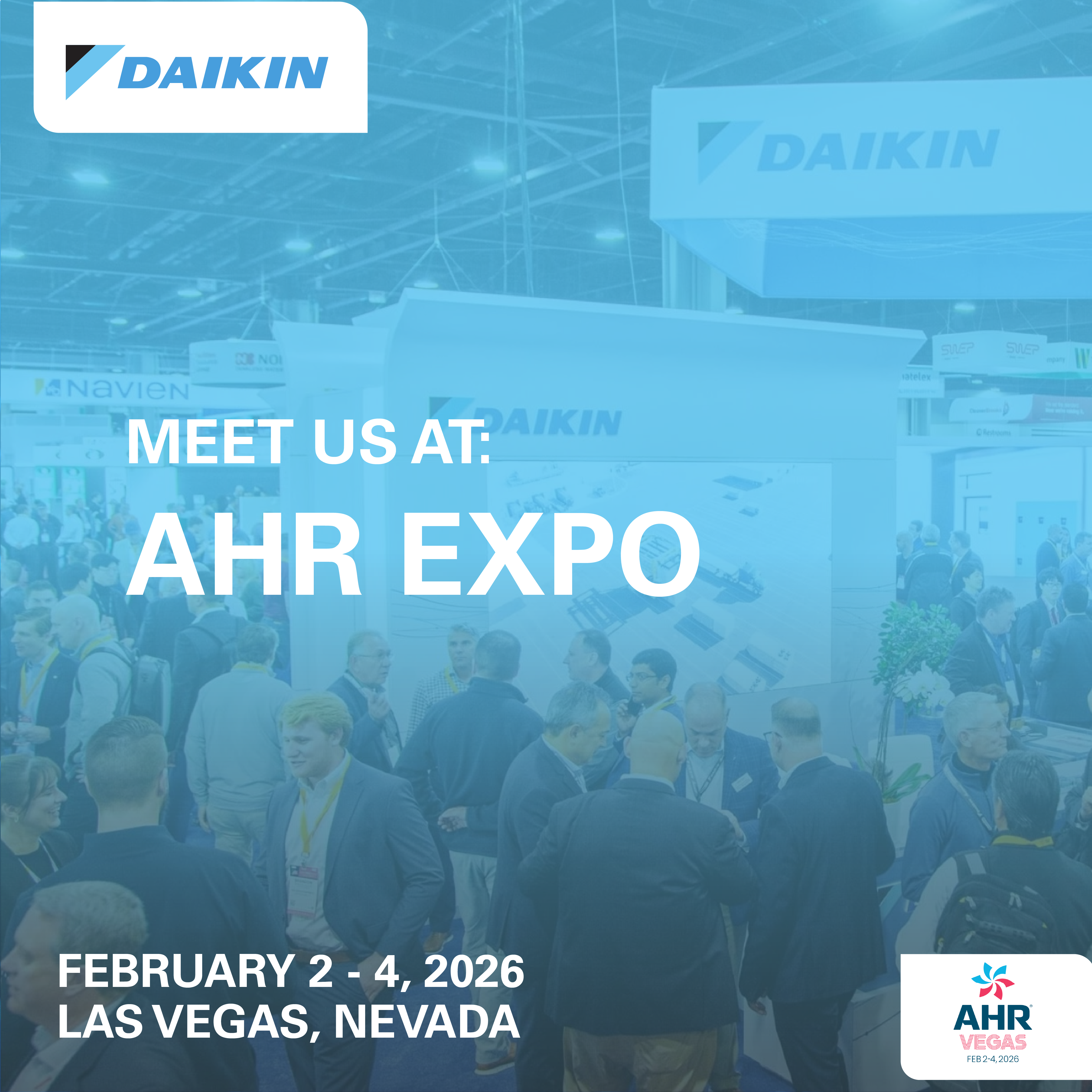 Official AHR Expo showcase asset associated with Daikin heat pump, rooftop, VRV, and air-conditioning innovations.