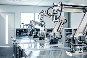 Industrial robot application example used for automation and assembly