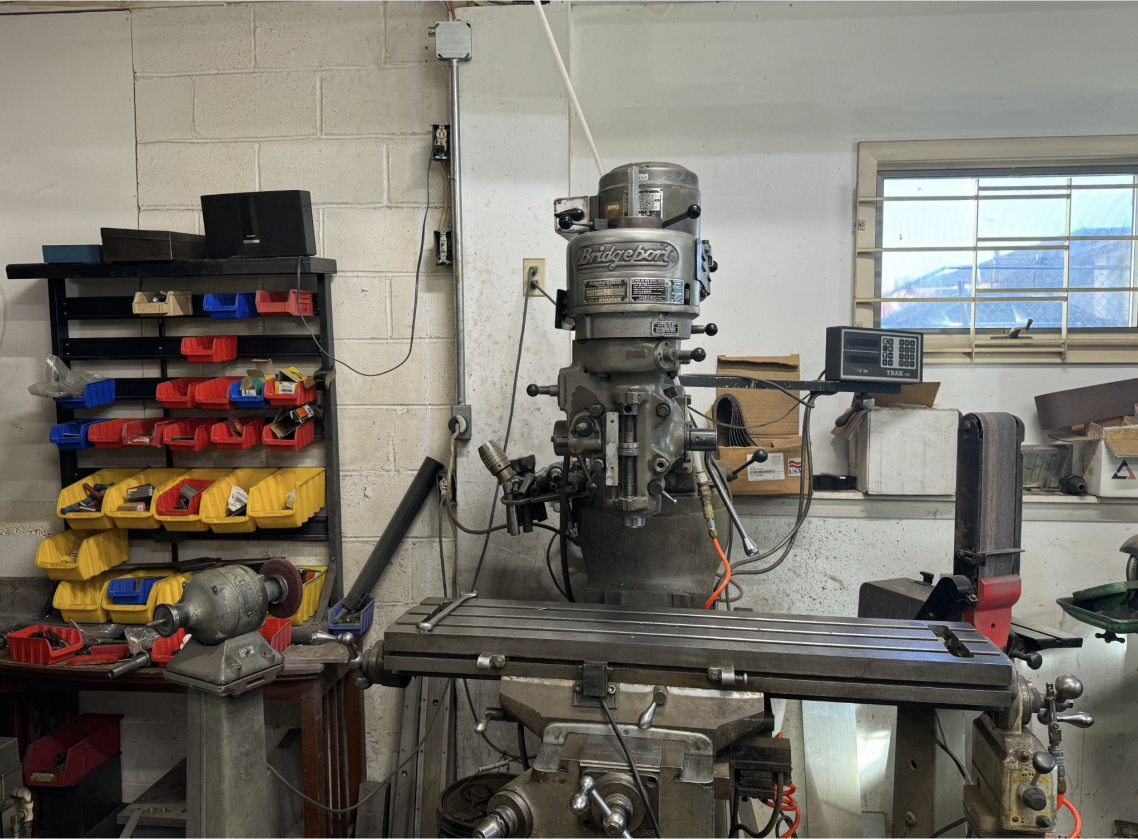 Bridgeport Manual Knee Mill for quick one-off fixturing